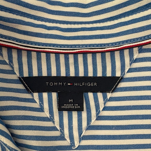 Tommy Hilfiger Women's Navy and White Striped Shirt - Picture 5 of 6